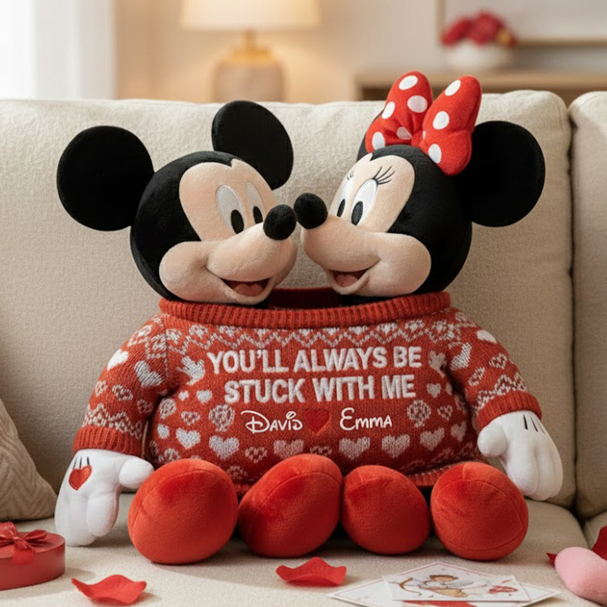 You Always Be Stuck With Me - Personalized Mouse Faux Fur Shaped Pillow