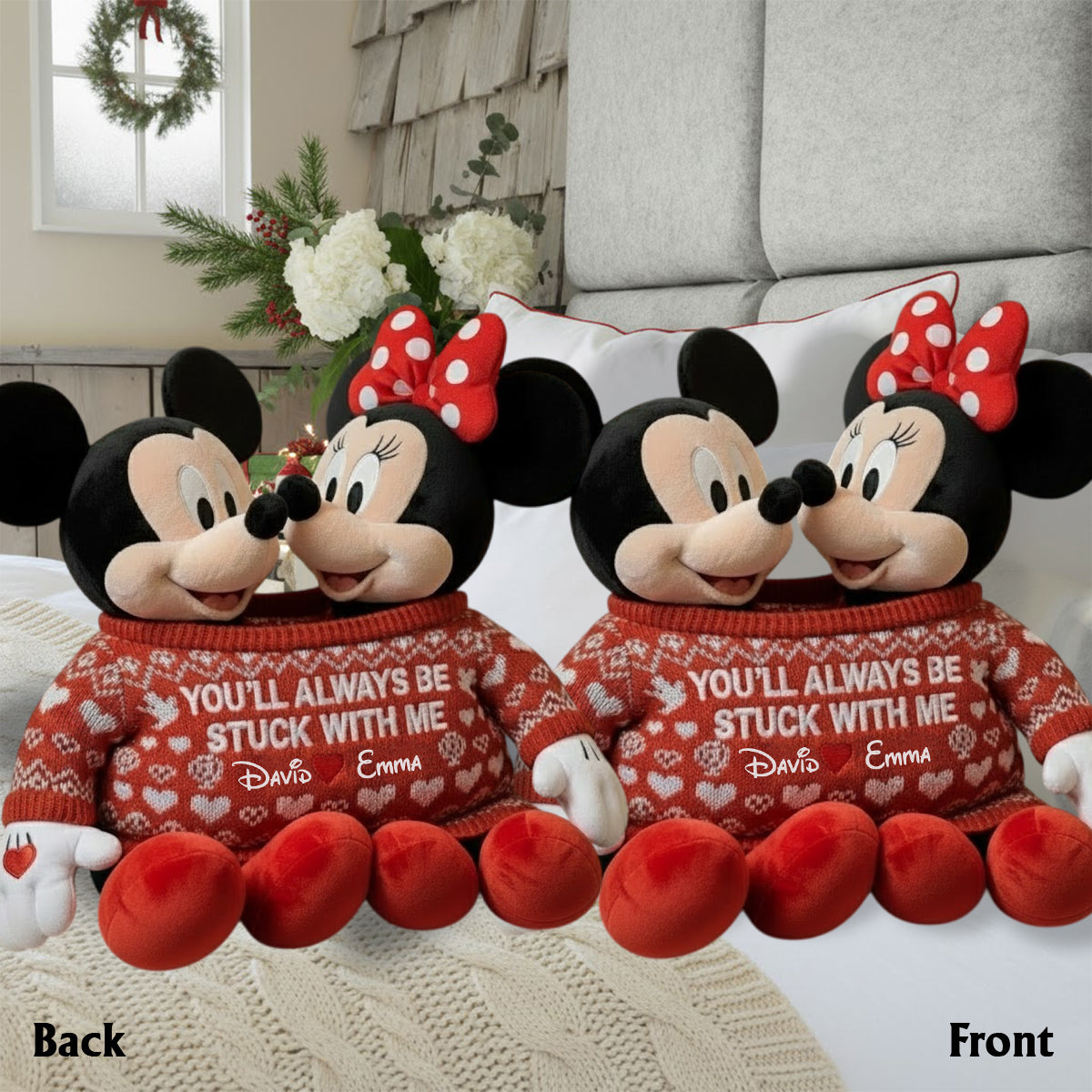 You Always Be Stuck With Me - Personalized Mouse Faux Fur Shaped Pillow