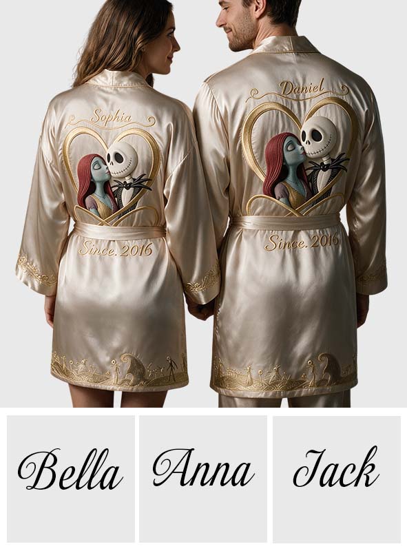 We're Simple Meant To Be - Personalized Nightmare Satin Robe