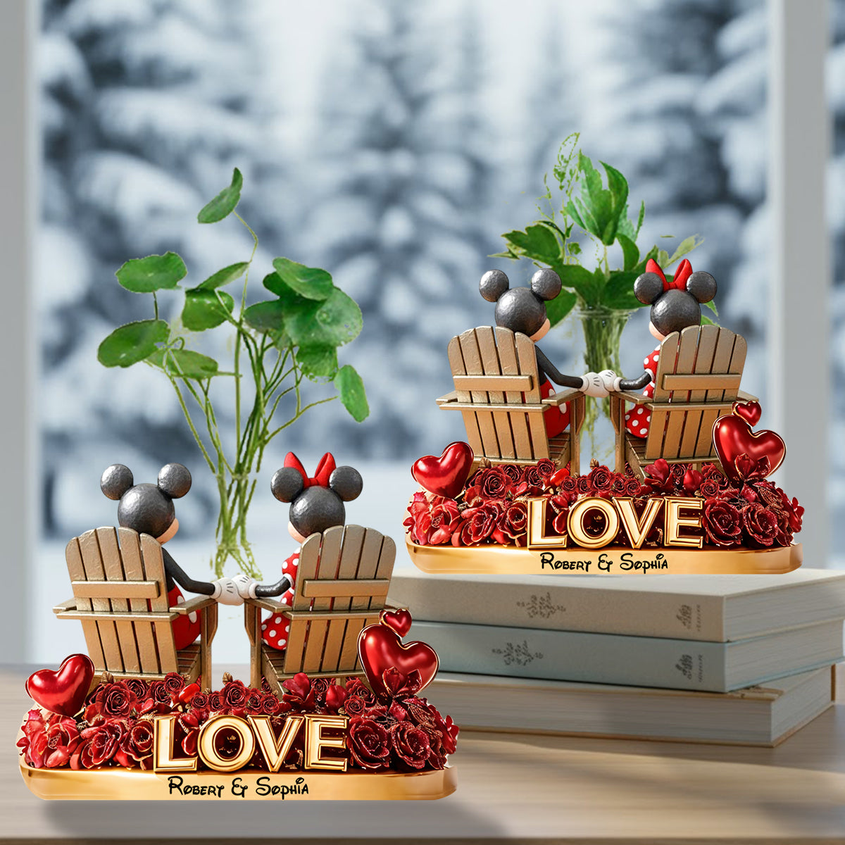 Together Forever - Personalized Mouse Custom Shape Acrylic Flower Vase