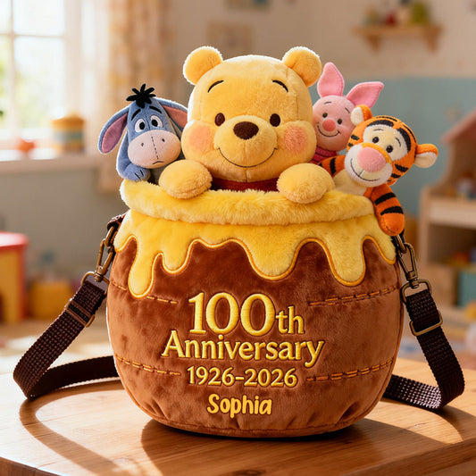 100th Anniversary - Personalized Yellow Bear Plush Crossbag
