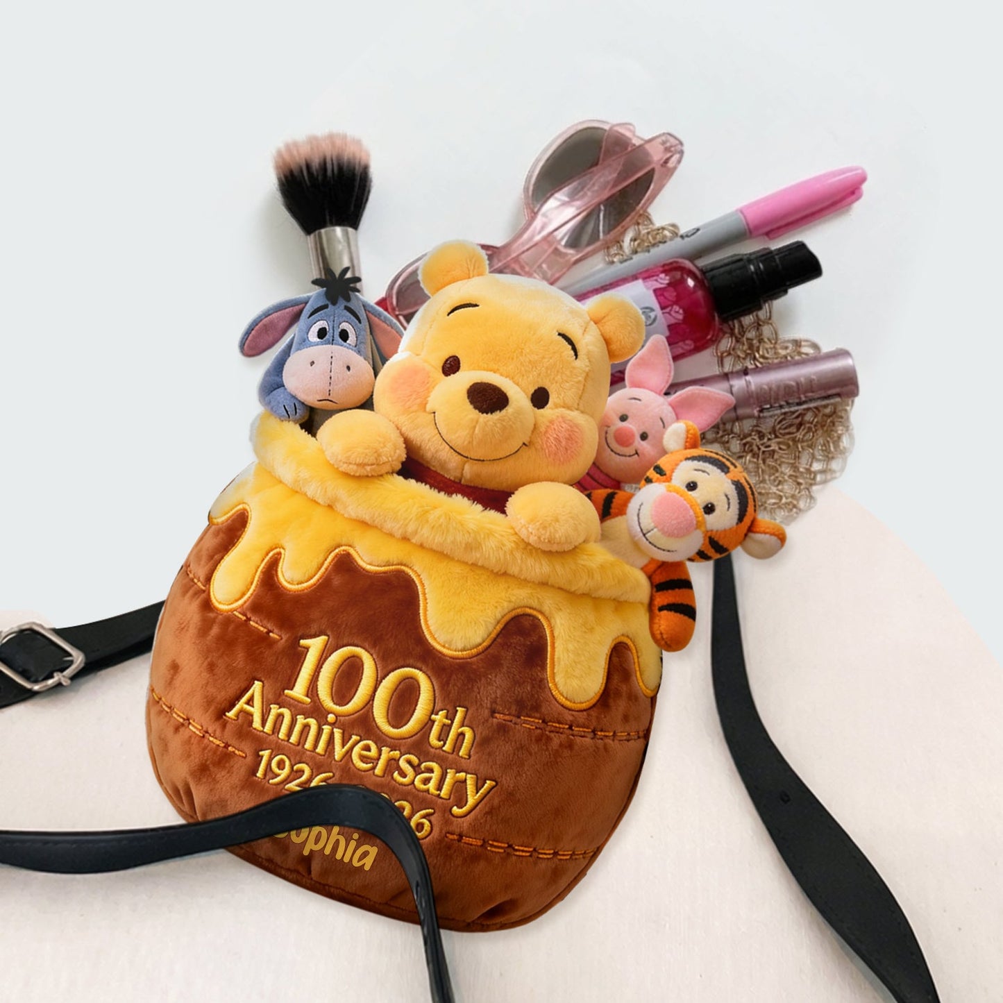 100th Anniversary - Personalized Yellow Bear Plush Crossbag