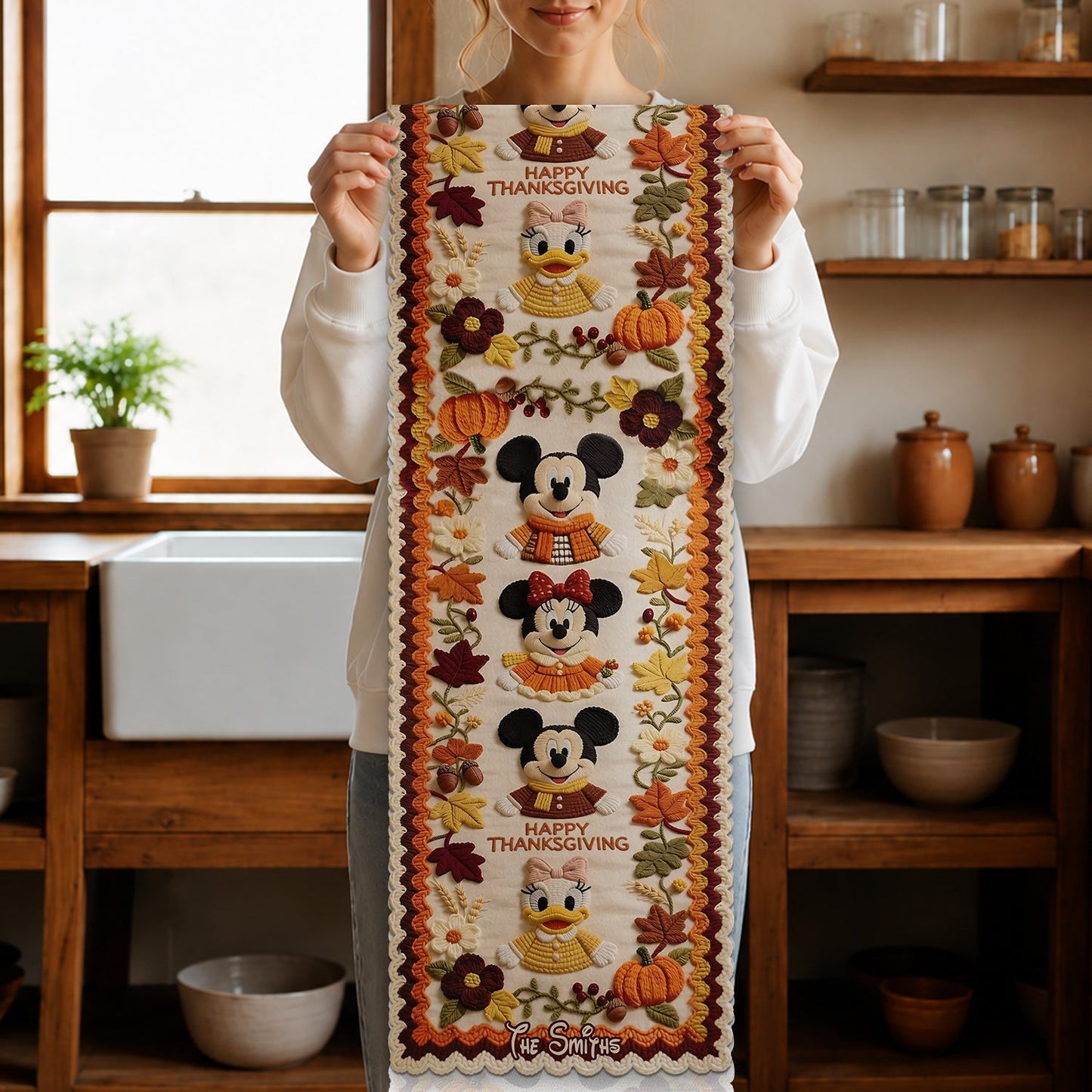 Happy Thanksgiving - Personalized Mouse Custom Shape Table Runner