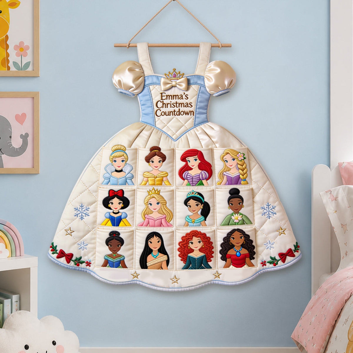 Princess Christmas Magic - Personalized Disney Princess Acrylic Ornament Advent Set