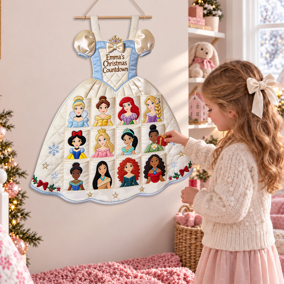 Princess Christmas Magic - Personalized Disney Princess Acrylic Ornament Advent Set