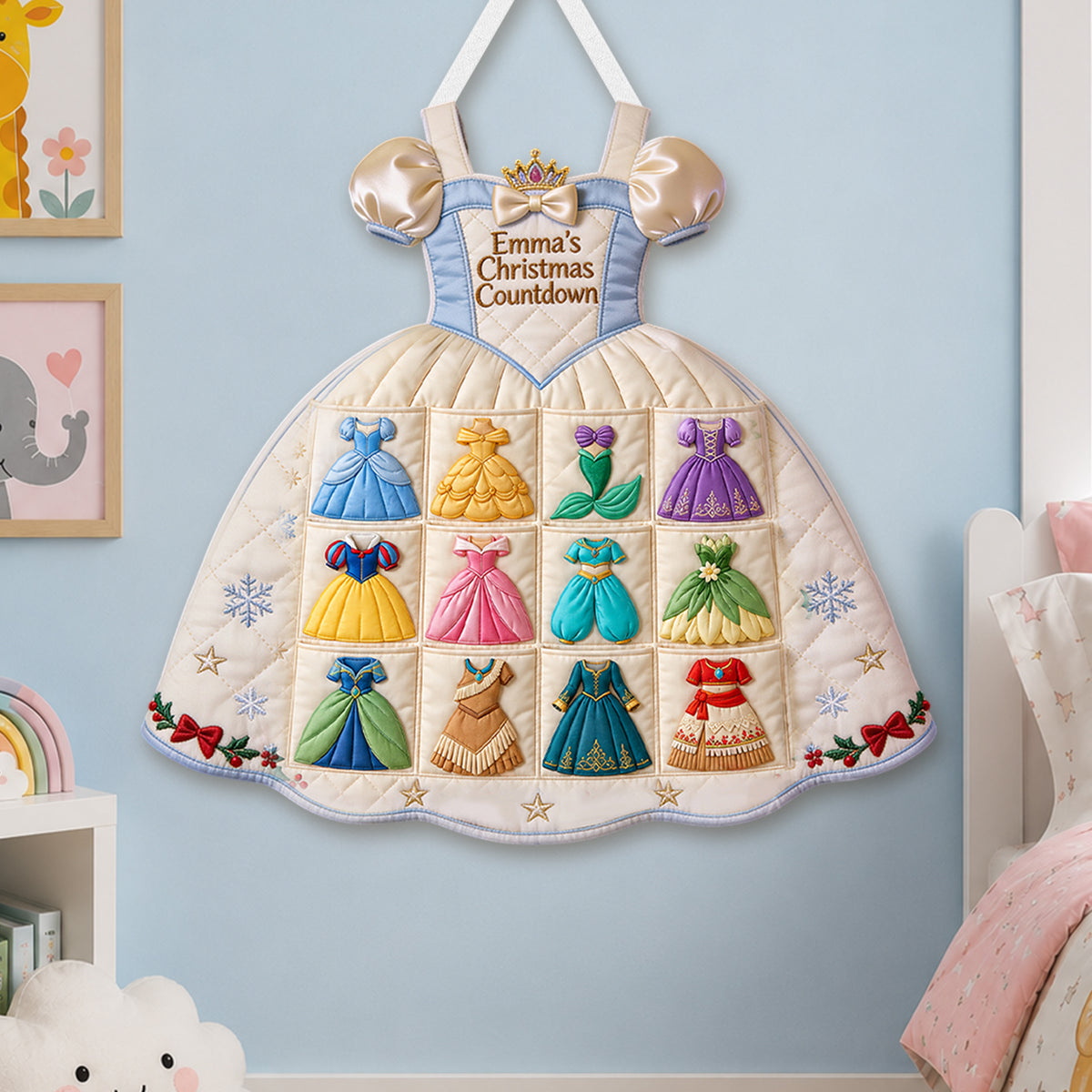 Princess Christmas Magic - Personalized Beautiful Princess Acrylic Ornament Advent Set
