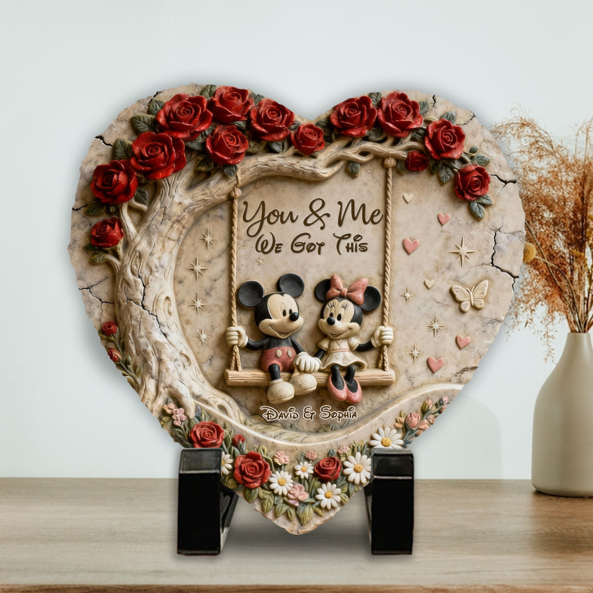 You & Me We Got This - Personalized Mouse Heart Shaped Stone