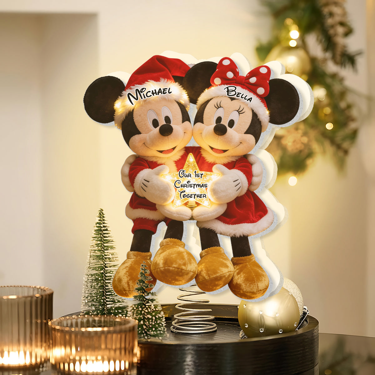 Our 1st Christmas Together - Personalized Mouse LED Light Tree Topper