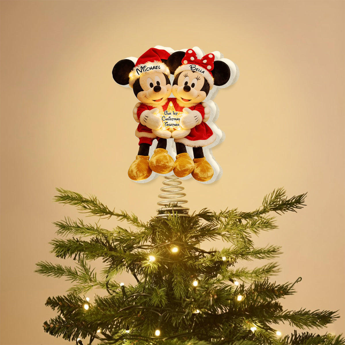 Our 1st Christmas Together - Personalized Mouse LED Light Tree Topper