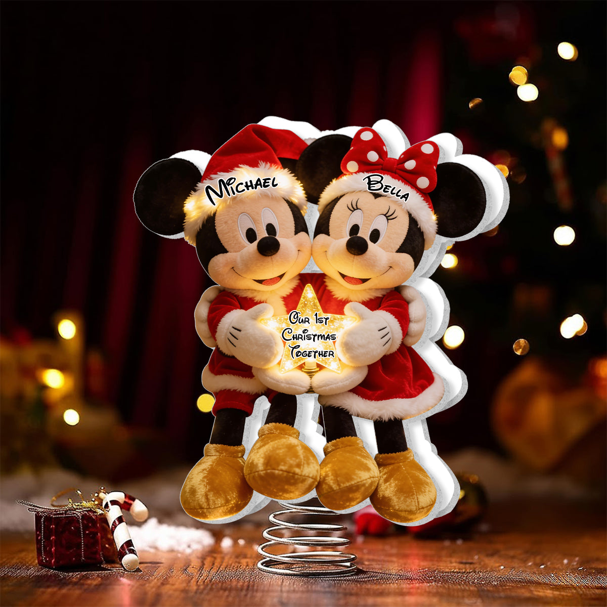 Our 1st Christmas Together - Personalized Mouse LED Light Tree Topper