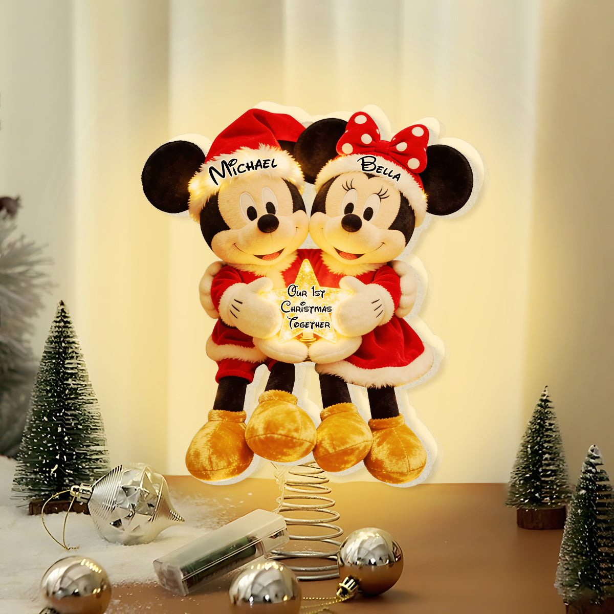 Our 1st Christmas Together - Personalized Mouse LED Light Tree Topper