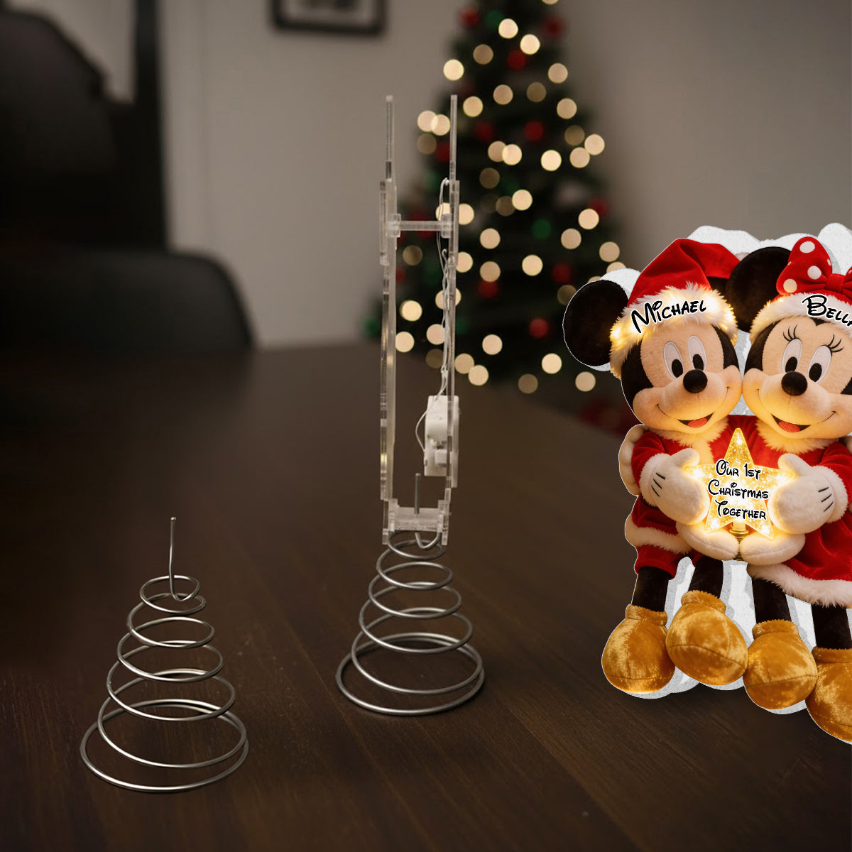 Our 1st Christmas Together - Personalized Mouse LED Light Tree Topper