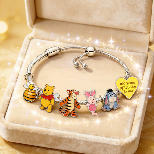 100 Years Of Wonder - Personalized Yellow Bear Adjustable Charm Bracelet
