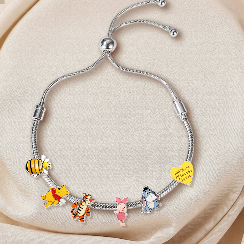 100 Years Of Wonder - Personalized Yellow Bear Adjustable Charm Bracelet