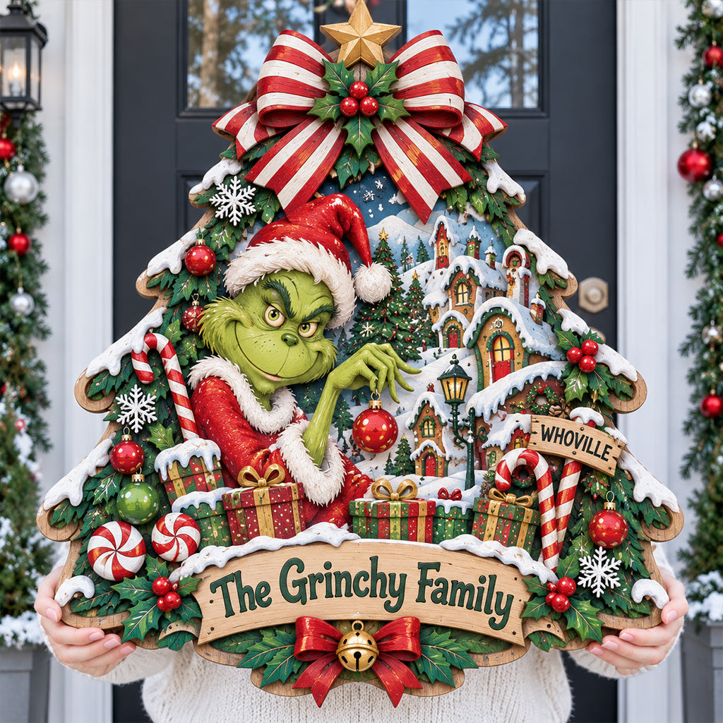 Welcome To Our Christmas House - Personalized Stole Christmas Custom Shaped Wood Sign