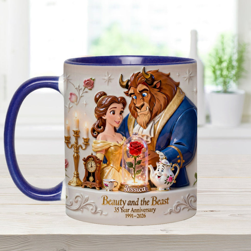 35 Year Anniversary - Personalized Beauty And The Beast Accent Mug & Coaster