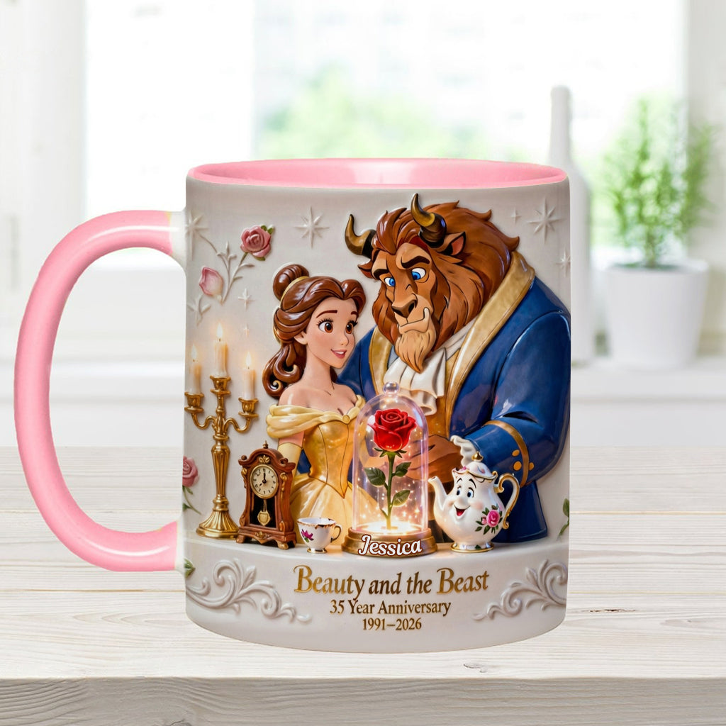 35 Year Anniversary - Personalized Beauty And The Beast Accent Mug & Coaster