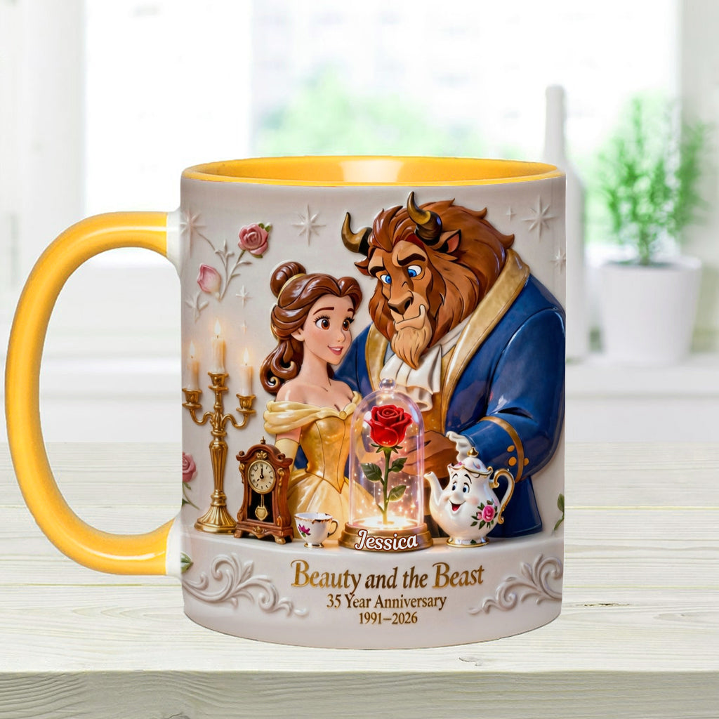35 Year Anniversary - Personalized Beauty And The Beast Accent Mug & Coaster