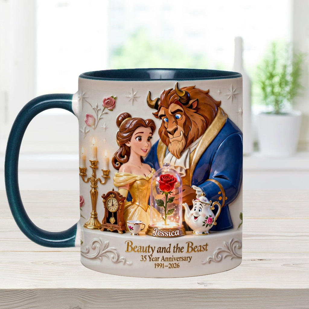 35 Year Anniversary - Personalized Beauty And The Beast Accent Mug & Coaster