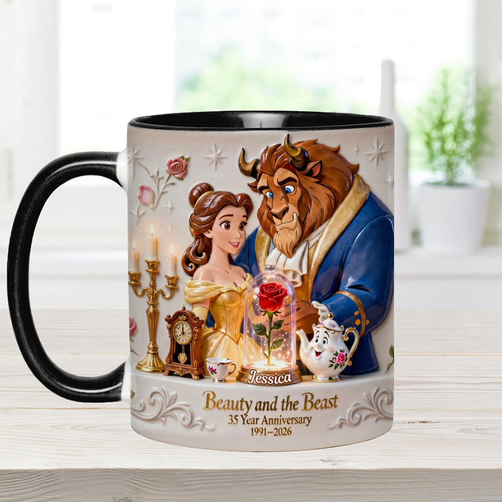 35 Year Anniversary - Personalized Beauty And The Beast Accent Mug & Coaster