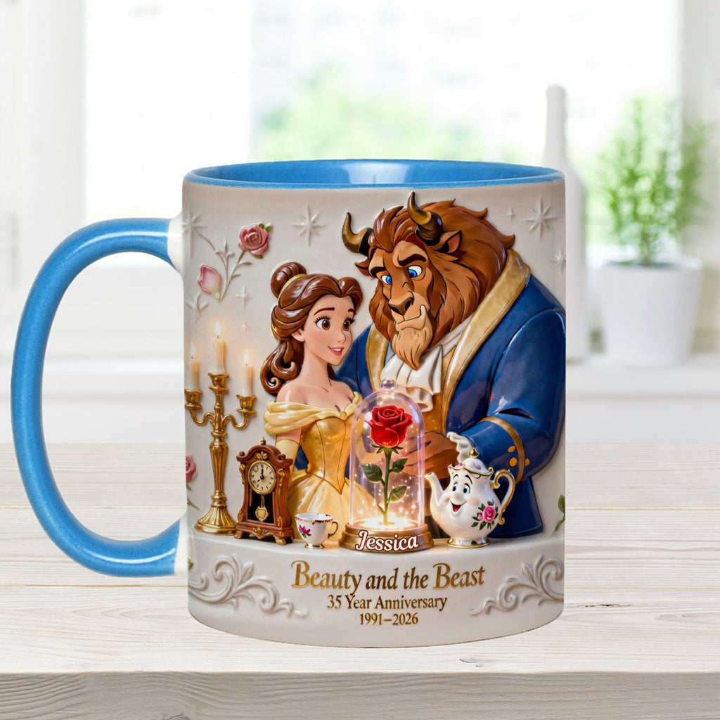 35 Year Anniversary - Personalized Beauty And The Beast Accent Mug & Coaster