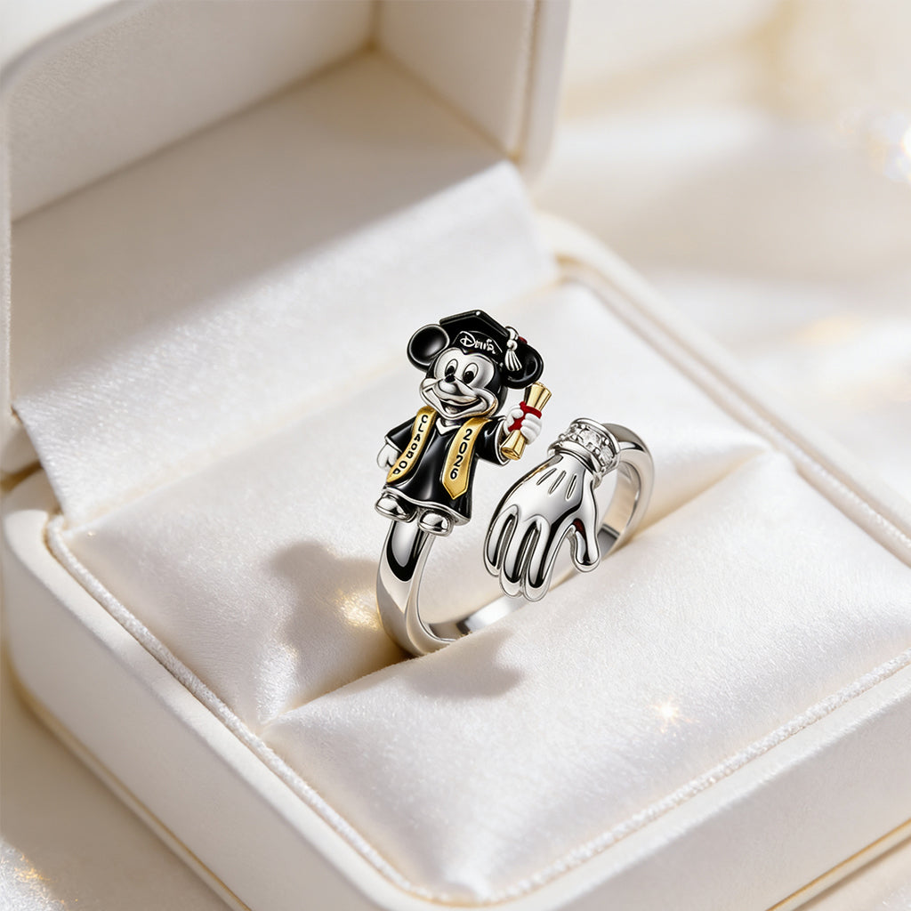 Magical Mouse Graduate - Personalized Mouse Adjustable Shaped Ring