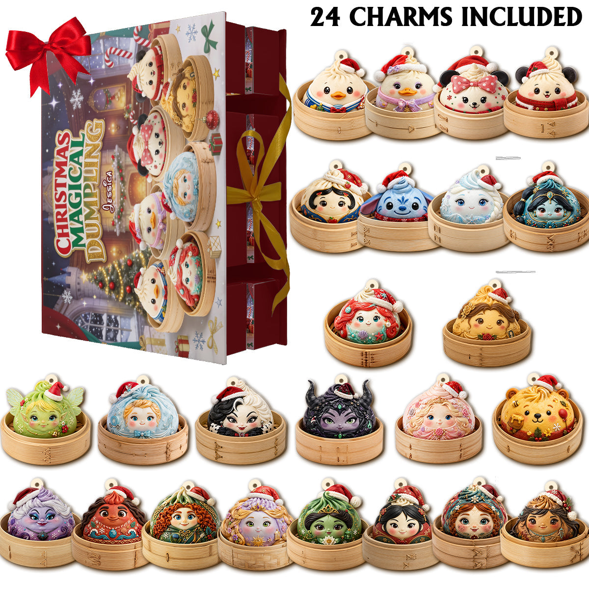 Magical Dumpling Christmas Gift Set - Personalized Mouse Folded Advent Calendar With Ornaments