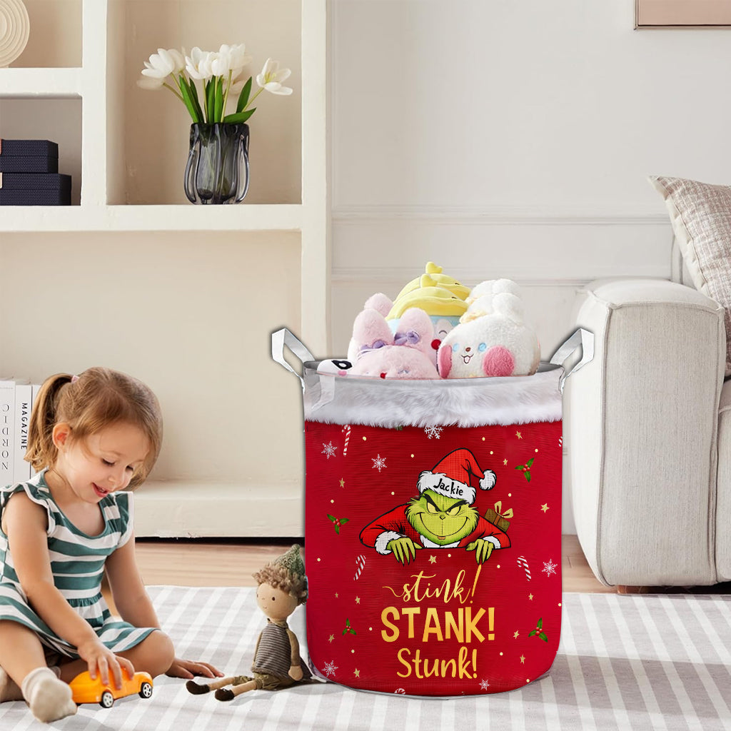 Grinchmas Stool & Keep Basket - Personalized Stole Christmas Storage Basket