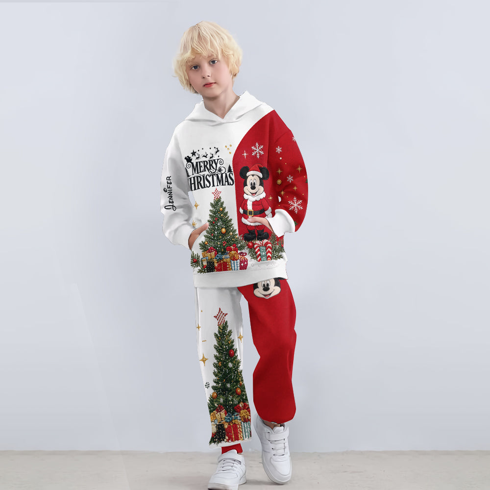 Merry Christmas - Personalized Mouse Kid Hoodie & Kid Jogger Sweatpants
