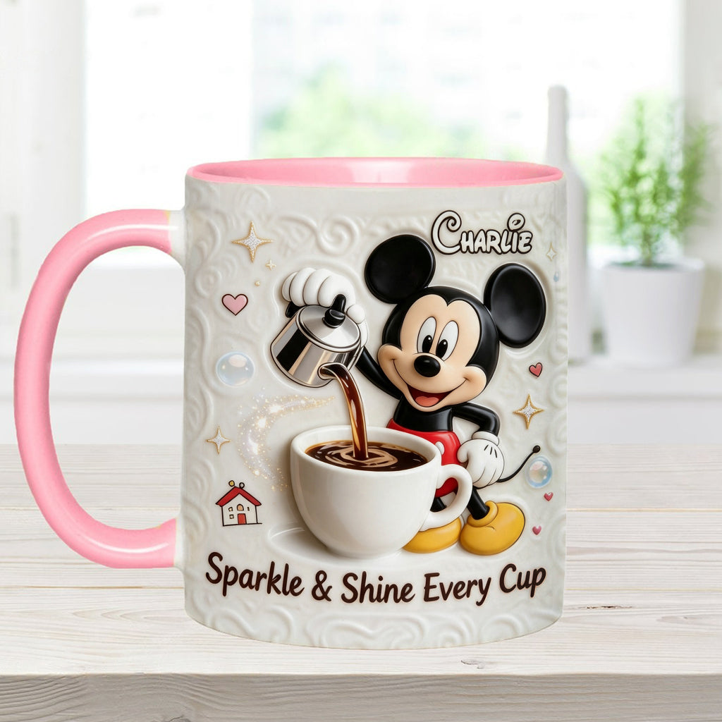 Sparkle & Shine Every Cup - Personalized Mouse Accent Mug & Coaster