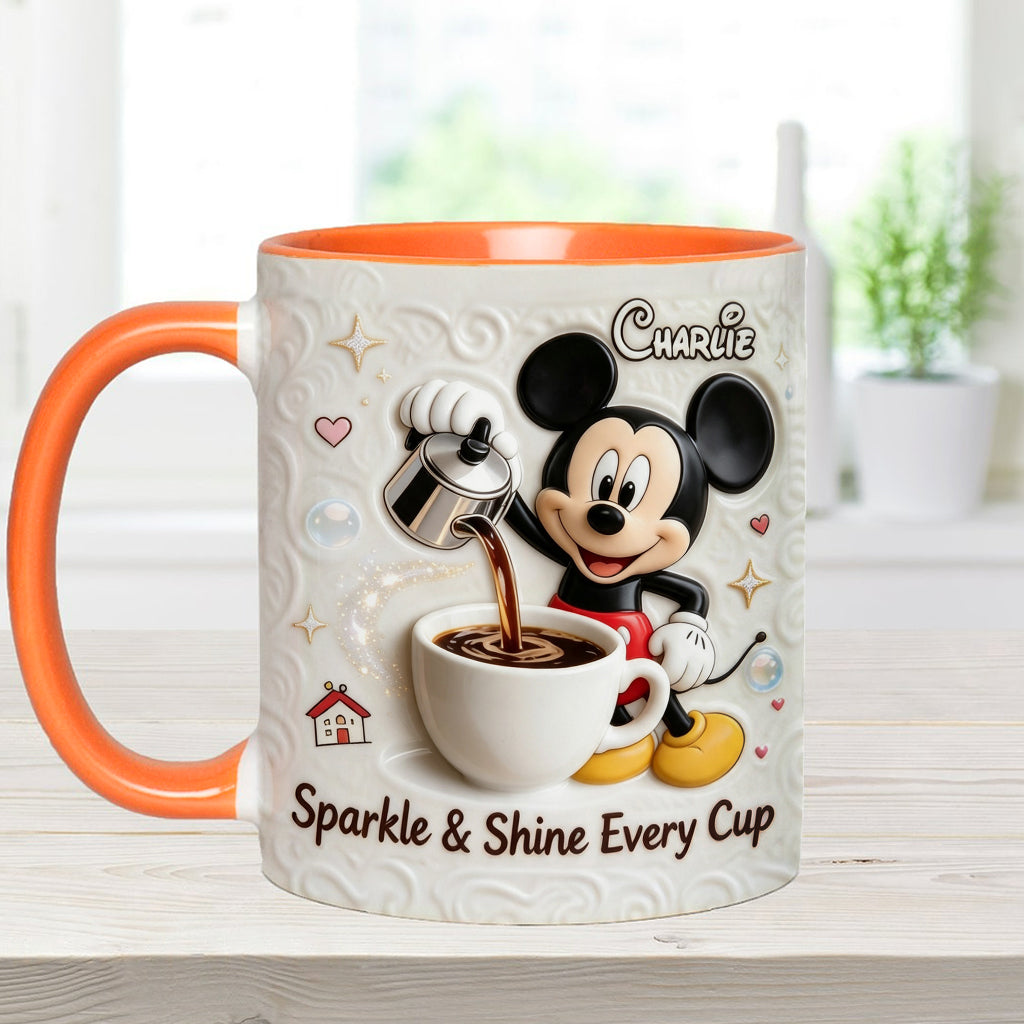 Sparkle & Shine Every Cup - Personalized Mouse Accent Mug & Coaster