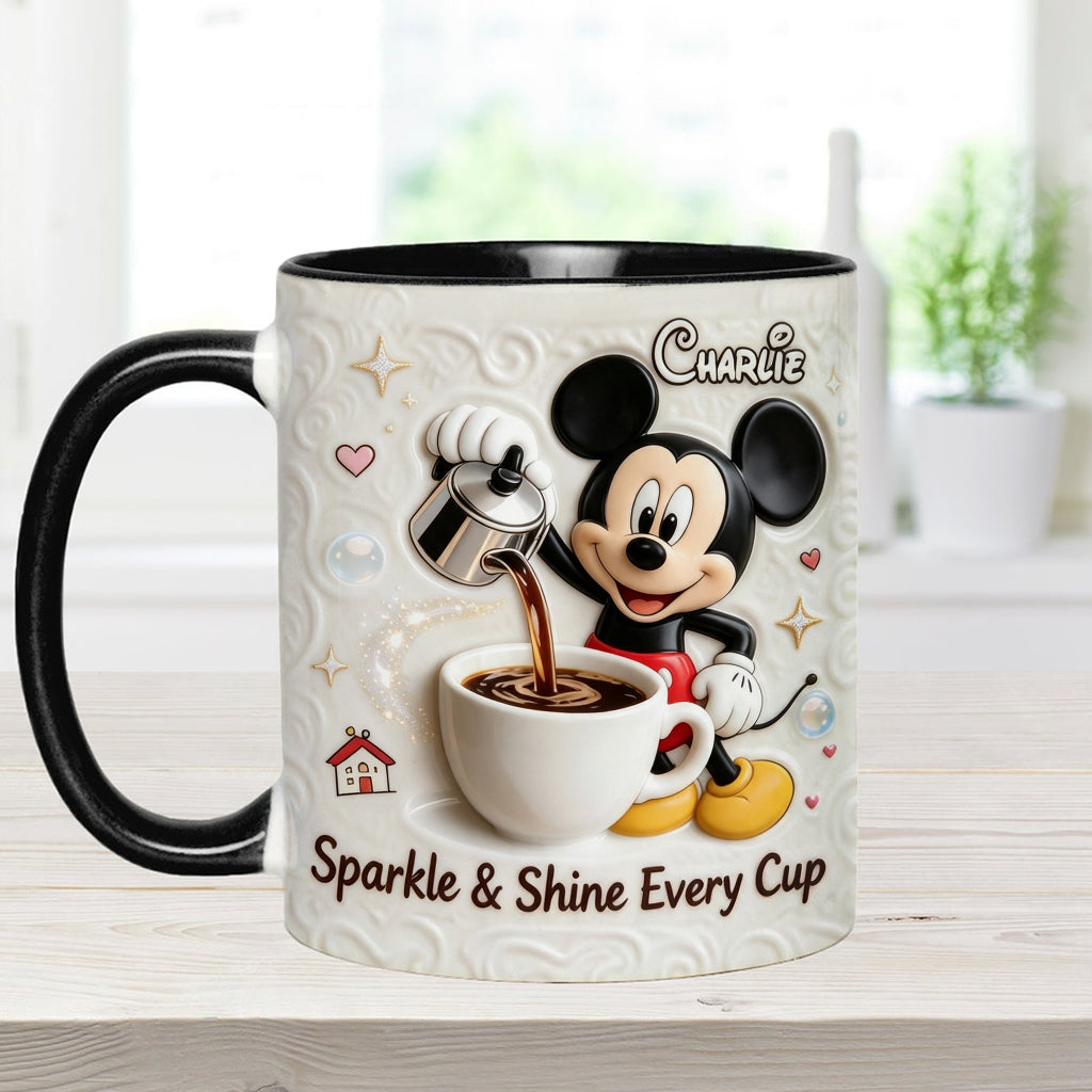 Sparkle & Shine Every Cup - Personalized Mouse Accent Mug & Coaster