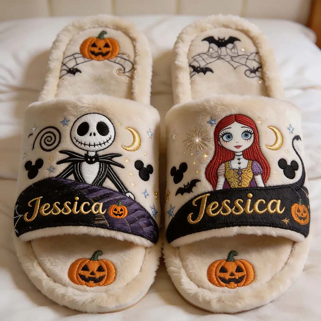 Fall Vibes - Personalized Nightmare Open-Toe Slippers