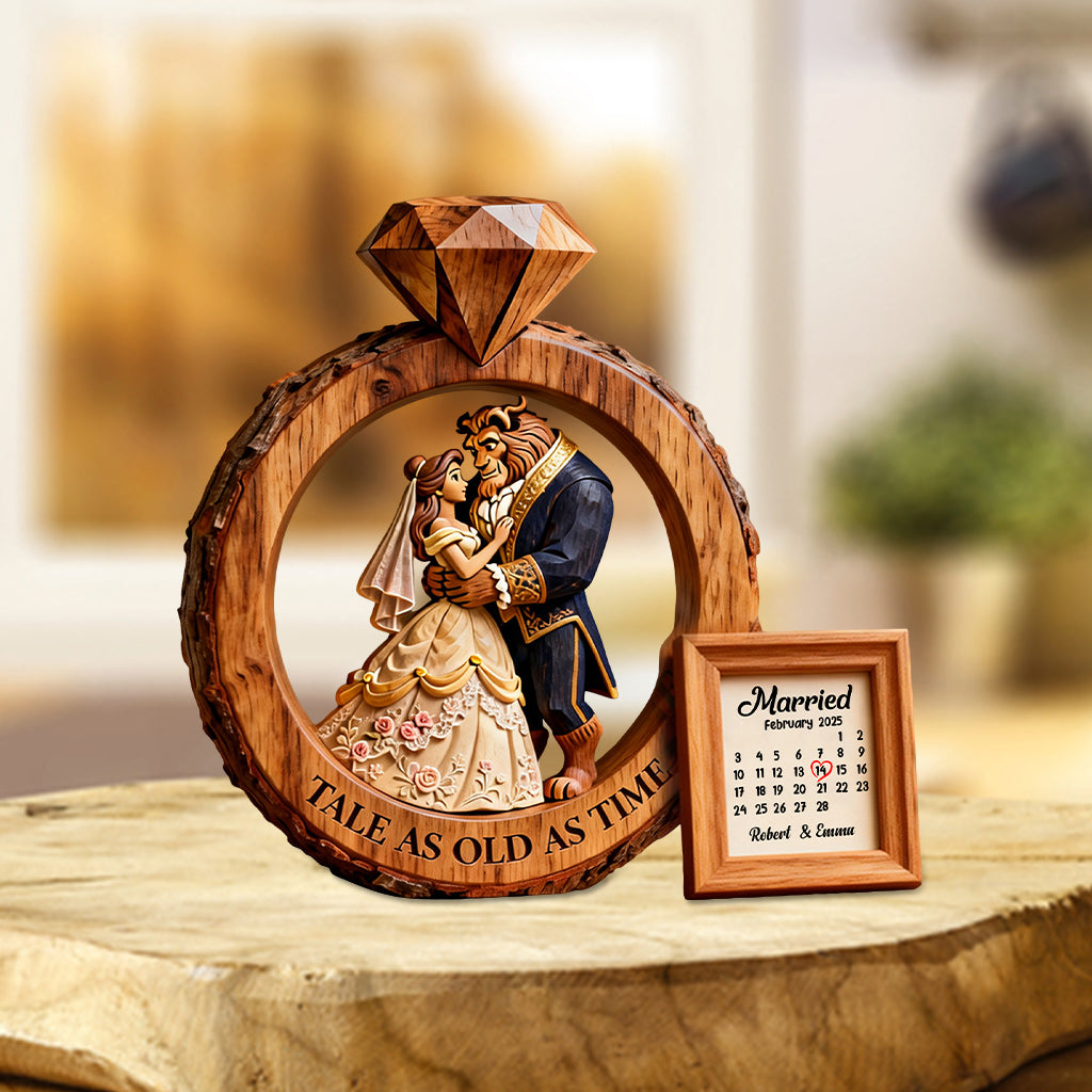 Fairy Tale Love Story - Personalized Beauty And The Beast Custom Shaped Acrylic Plaque