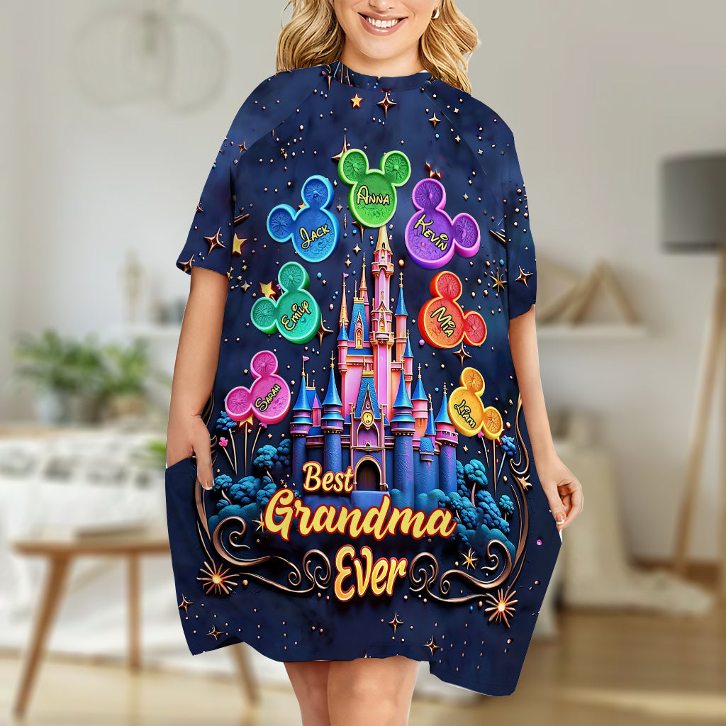 Best Grandma Ever - Personalized Mouse Sleep T-shirt Dress