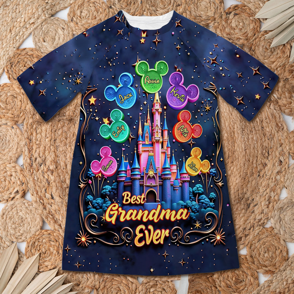 Best Grandma Ever - Personalized Mouse Sleep T-shirt Dress