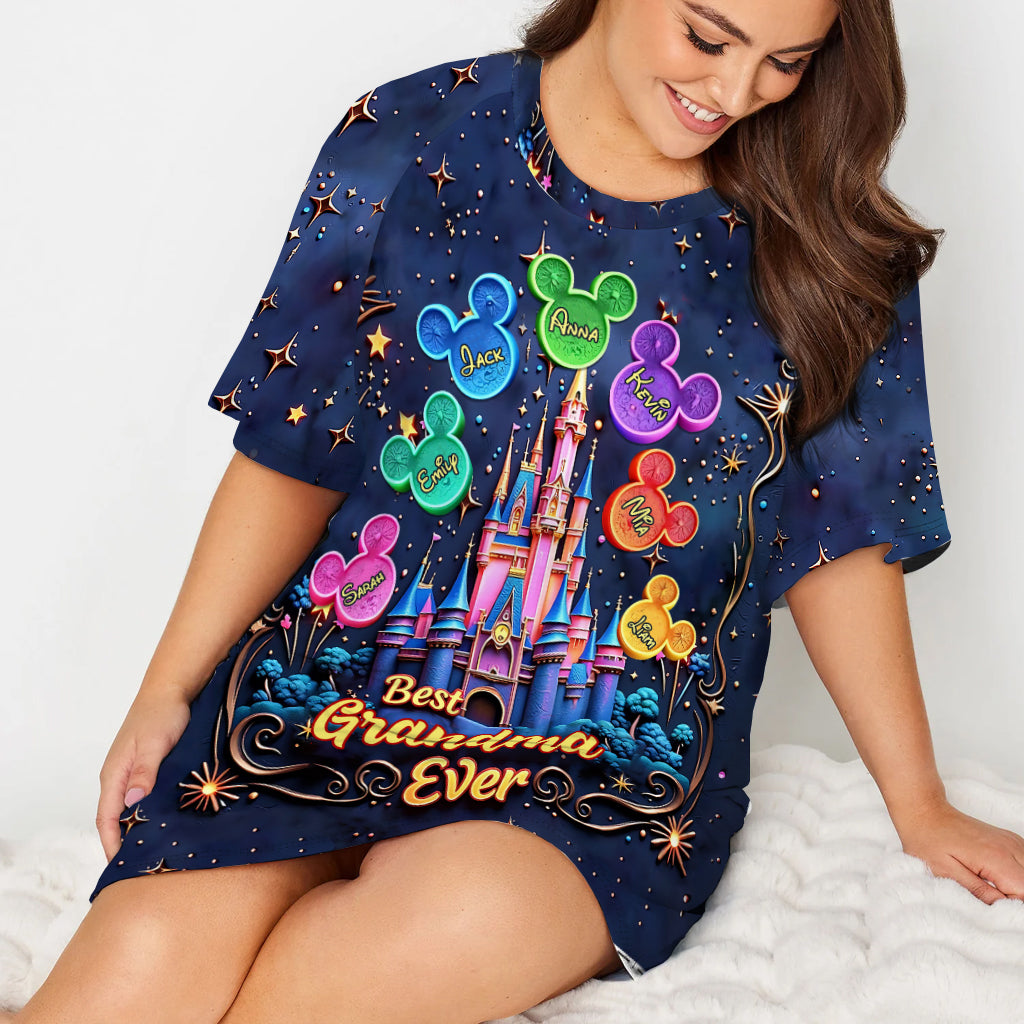 Best Grandma Ever - Personalized Mouse Sleep T-shirt Dress