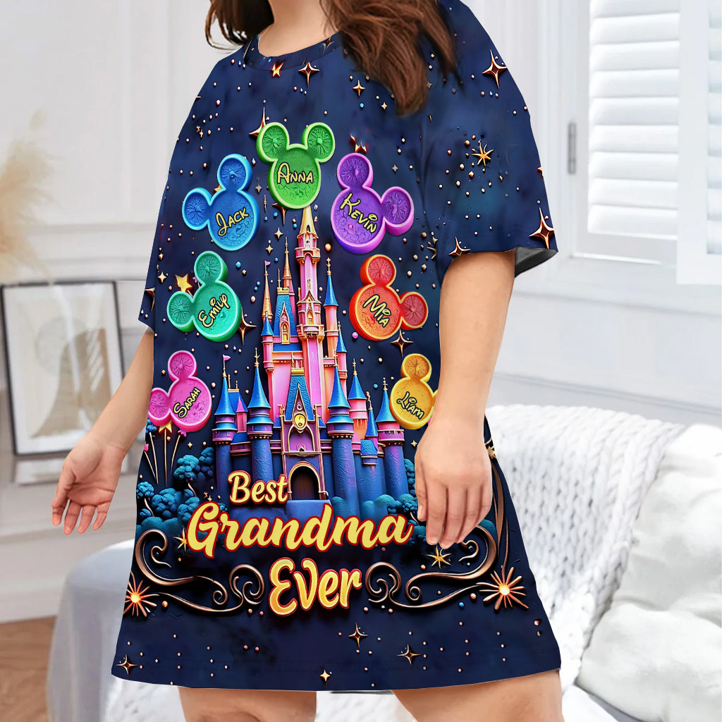 Best Grandma Ever - Personalized Mouse Sleep T-shirt Dress
