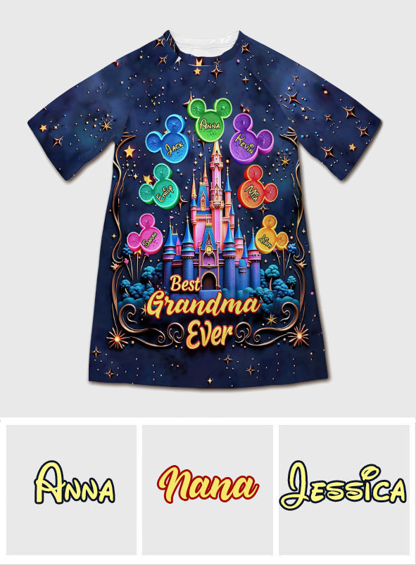 Best Grandma Ever - Personalized Mouse Sleep T-shirt Dress