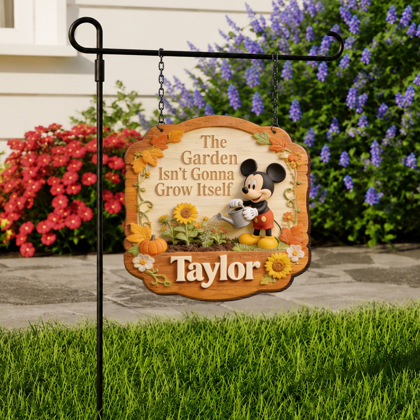 Magical Garden - Personalized Mouse Wood Sign With Stake