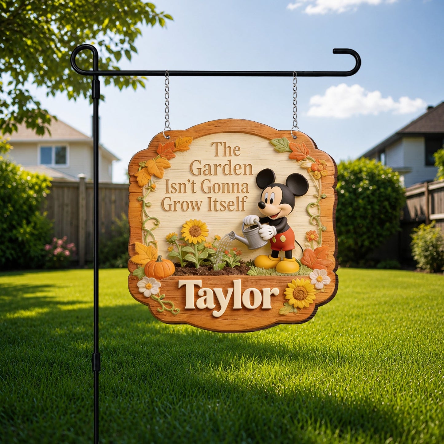 Magical Garden - Personalized Mouse Wood Sign With Stake