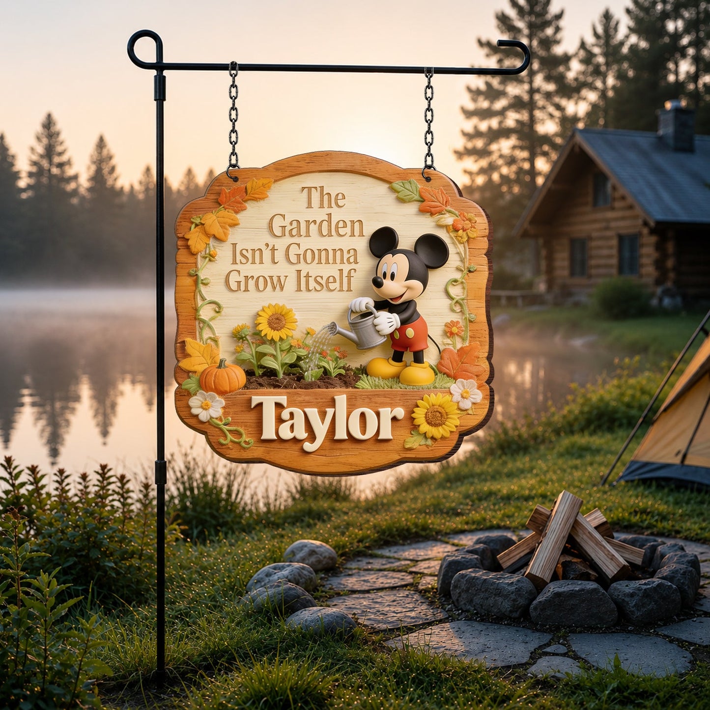 Magical Garden - Personalized Mouse Wood Sign With Stake