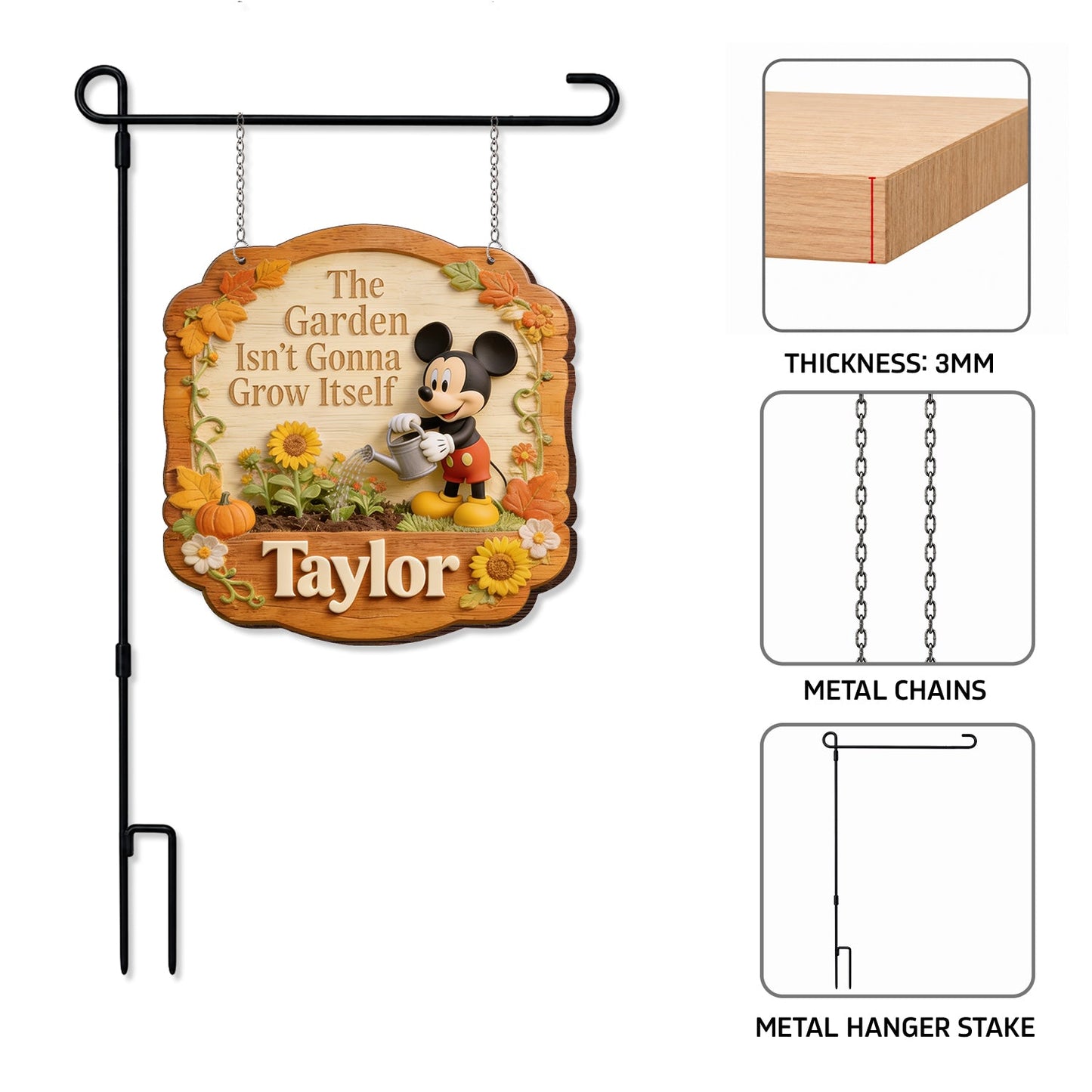 Magical Garden - Personalized Mouse Wood Sign With Stake