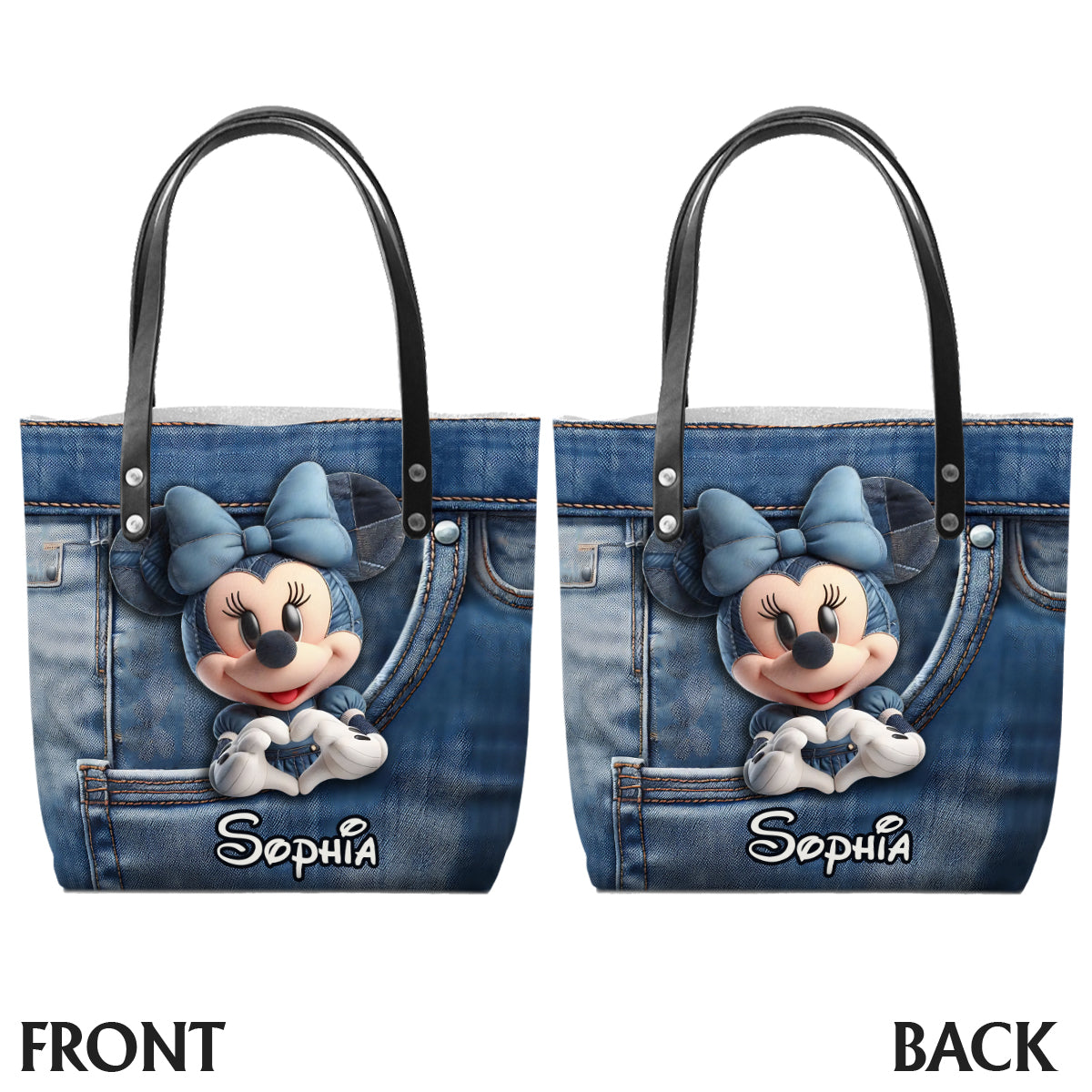 Magical Mouse Ears - Personalized Mouse Leather Tote Bag With Charm