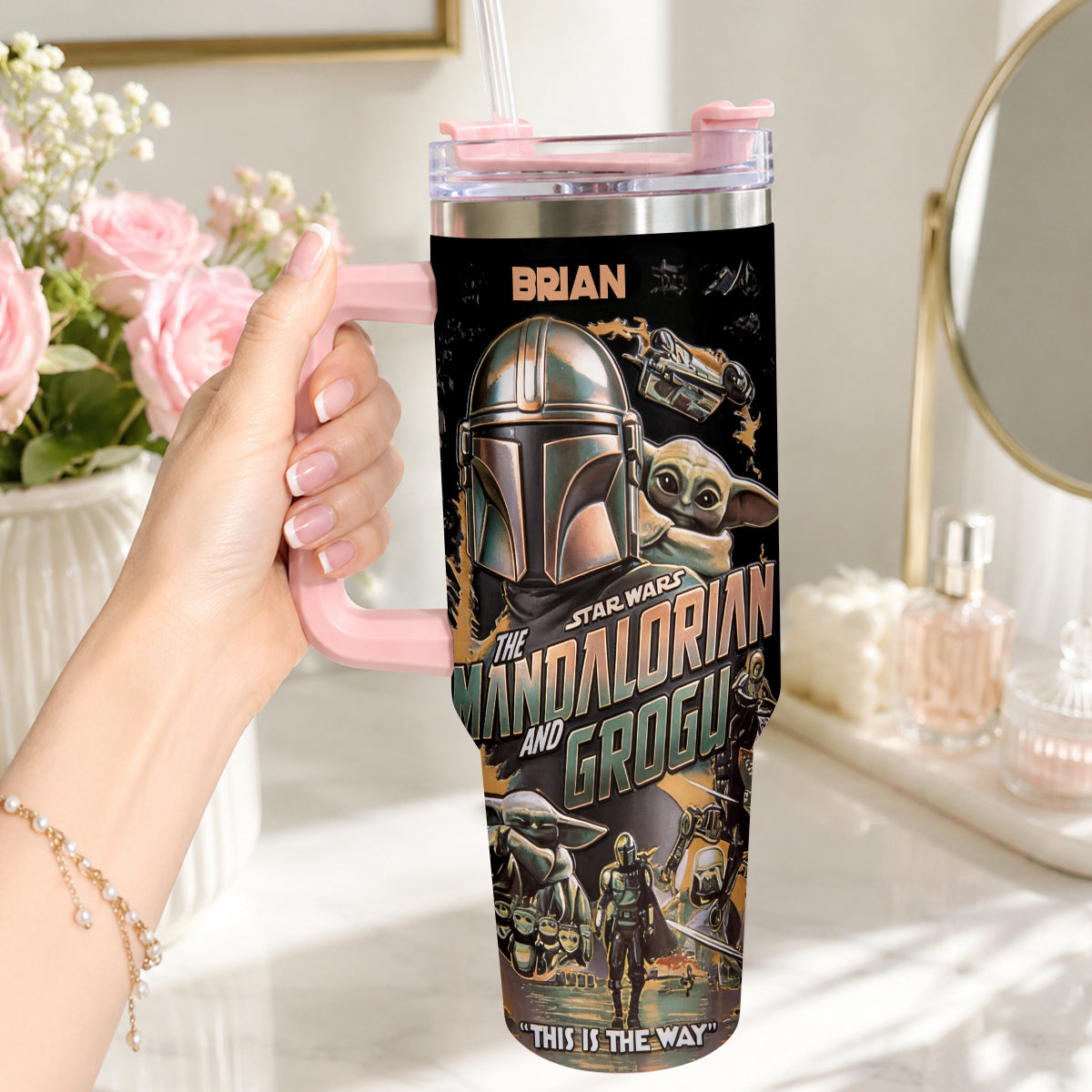 This Is The Way - Personalized The Force Tumbler With Plush Charm
