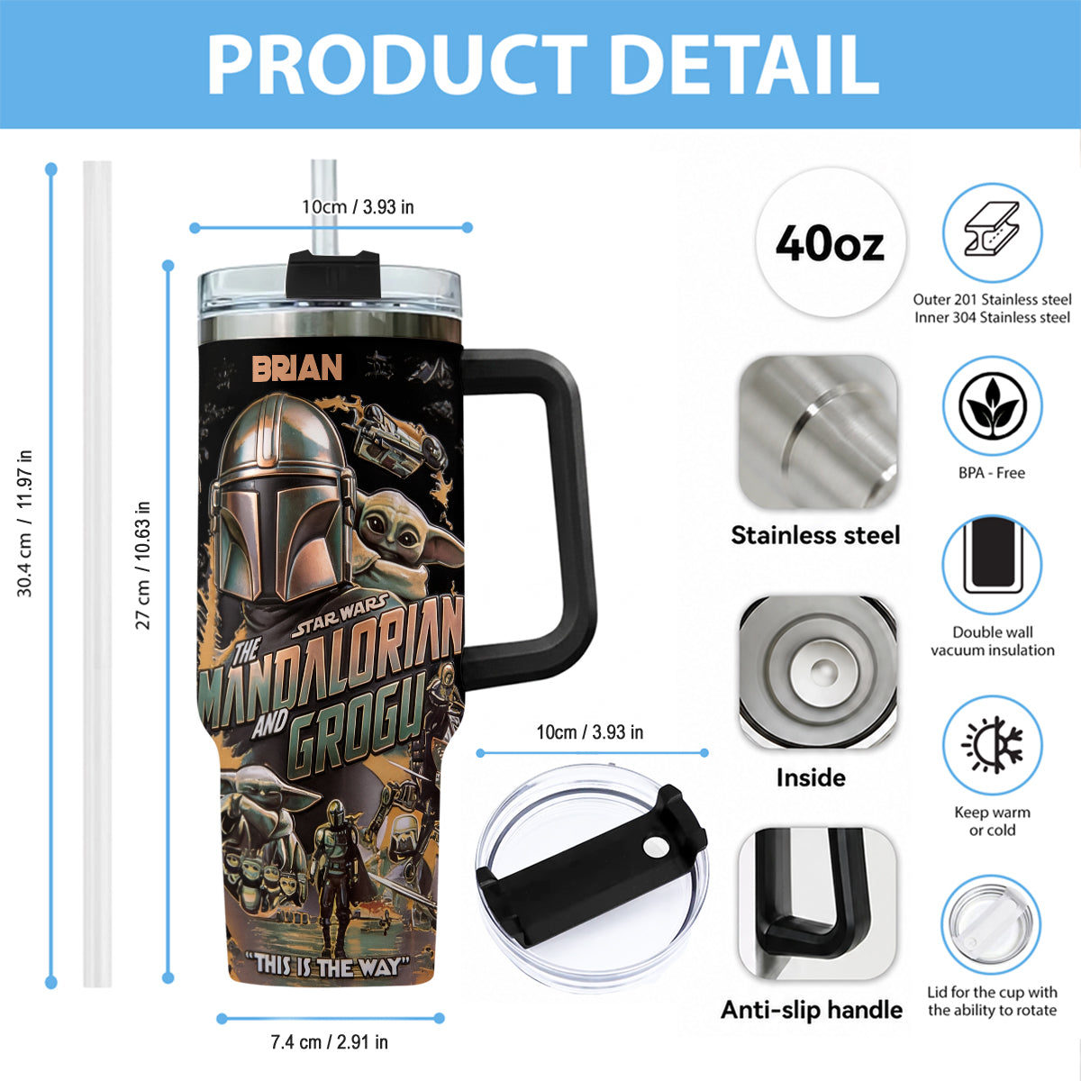 This Is The Way - Personalized The Force Tumbler With Plush Charm