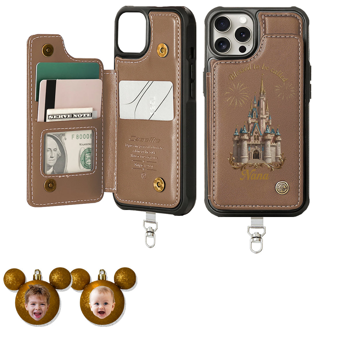 Blessed To Be Called Grandma - Personalized Mouse Phone Wallet With Charms
