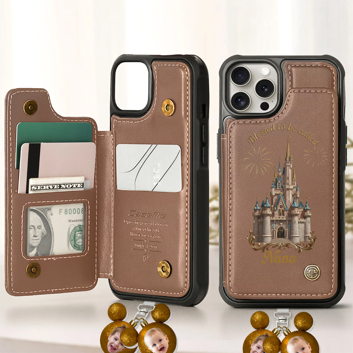 Blessed To Be Called Grandma - Personalized Mouse Phone Wallet With Charms