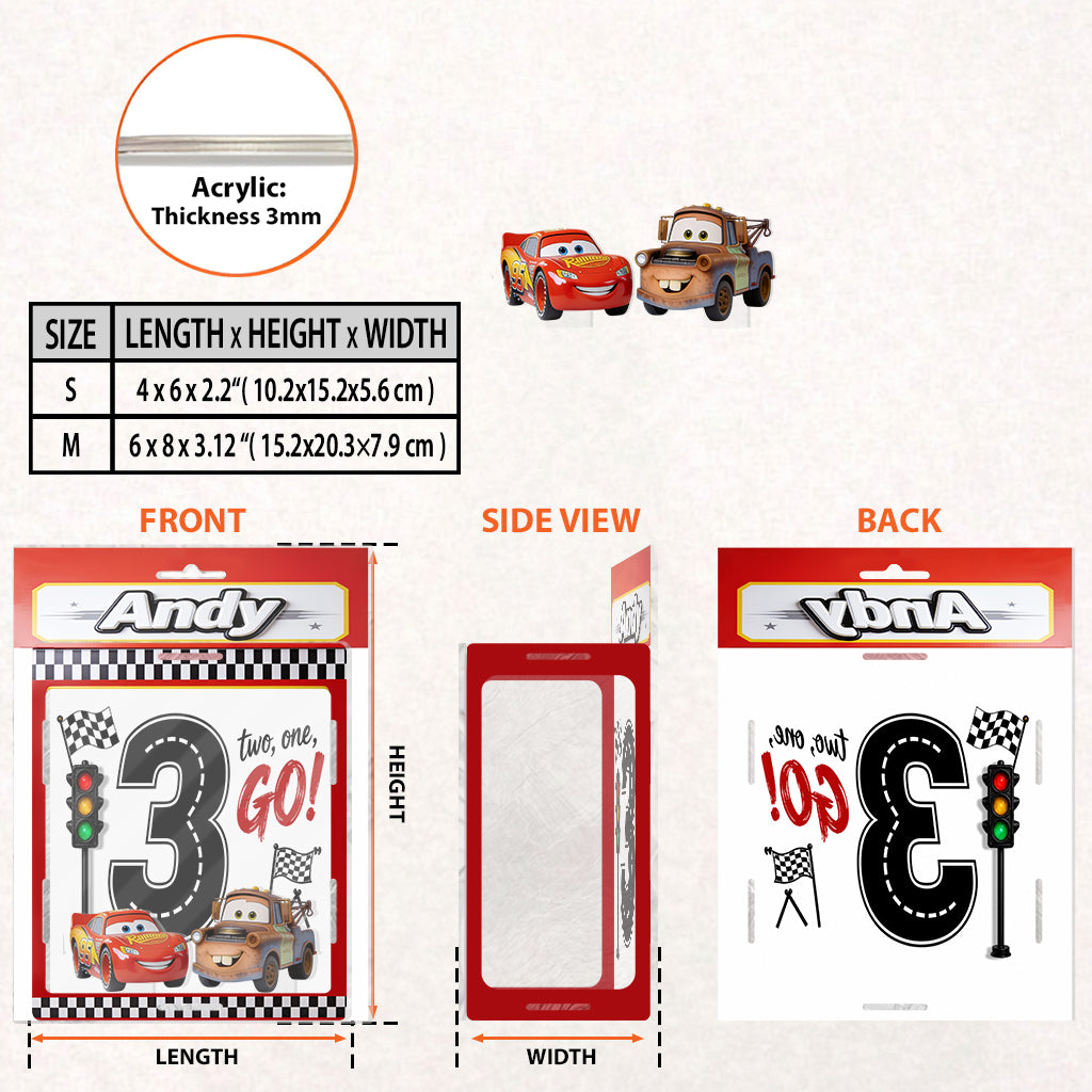 Kid's Birthday Gift, Custom Age Number - Personalized Racing Lover Acrylic Display Box