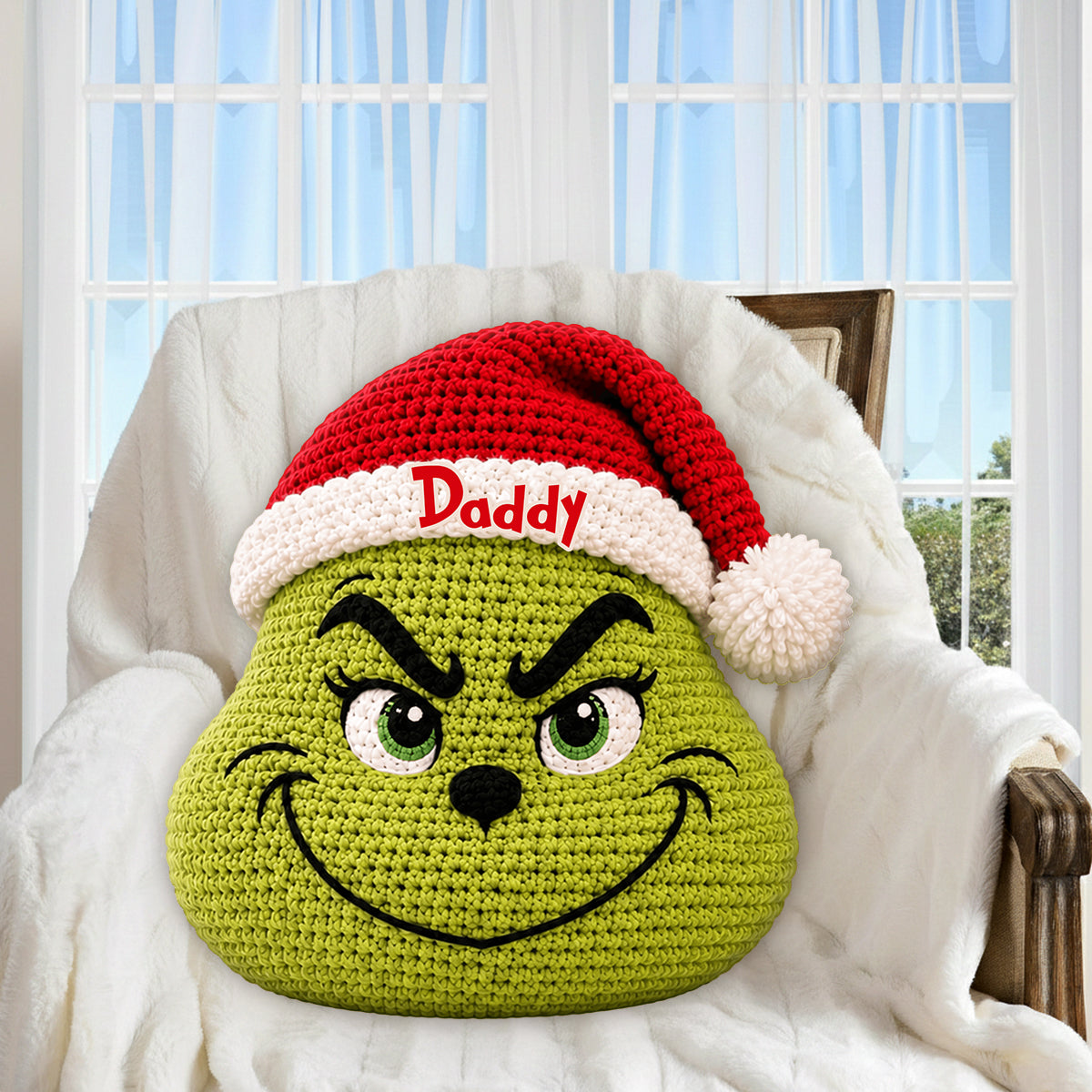 Merry Grinchmas - Personalized Stole Christmas Premium Faux Fur Pillow